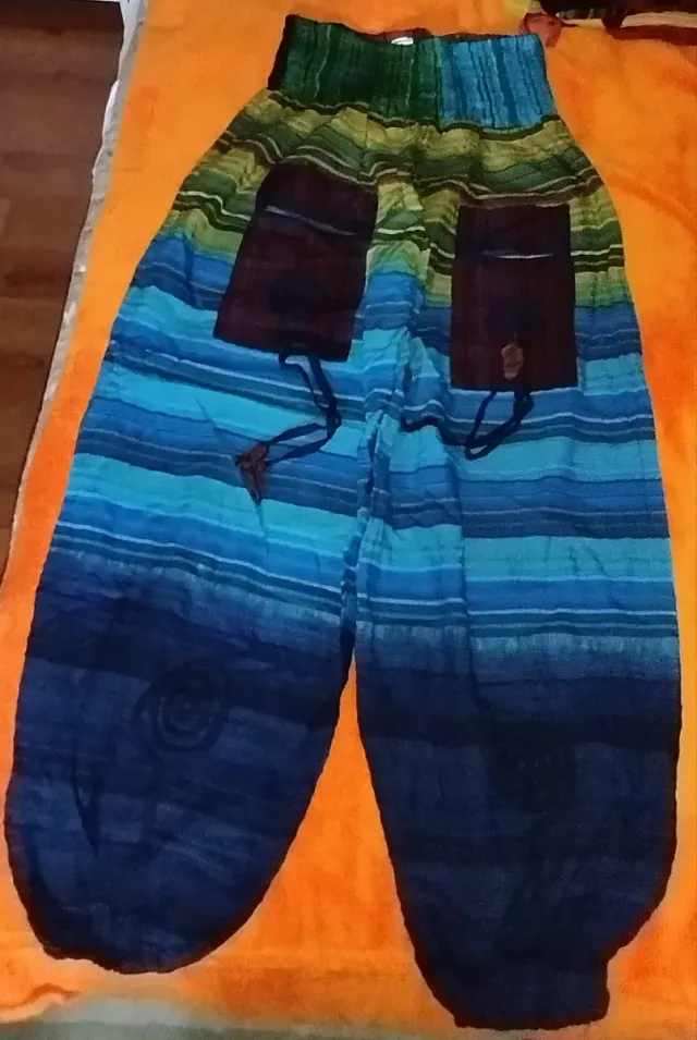 Calças Harem Listradas Tamanho Único