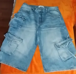 Pantalones cargo vaqueros azules