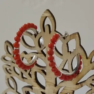 Orecchini cerchio corallo argento
