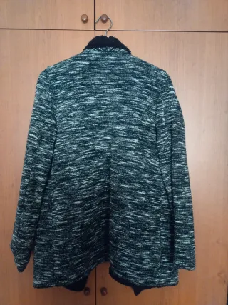 Cárdigan Bershka Polar Negro Gris Talla M