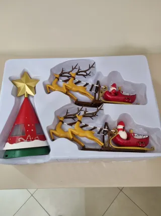 Decorazioni Natale: slitta con renne e stella