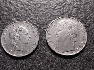 50 Lire Vulcano e 100 Lire Minerva 1965