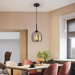 Mckalen Lámpara vidrio colgante Gris humo E27