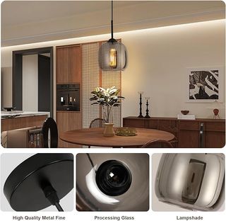 Mckalen Lámpara vidrio colgante Gris humo E27