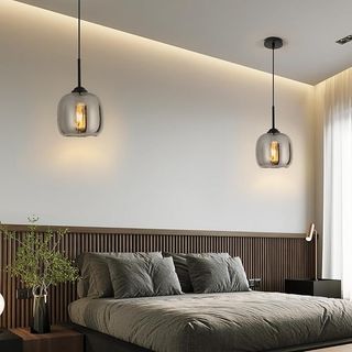 Mckalen Lámpara vidrio colgante Gris humo E27