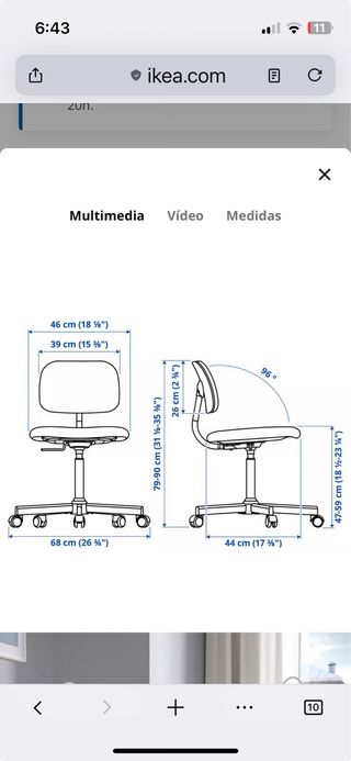 Silla giratoria Ikea roja y negra