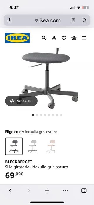 Silla giratoria Ikea roja y negra