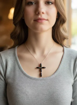 Croce in onice nera e grigia