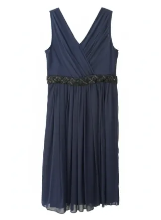 Vestido fiesta azul marino con pedrería