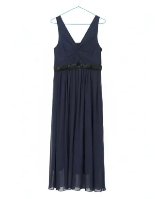 Vestido fiesta azul marino con pedrería