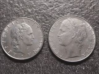 50 Lire Vulcano e 100 Lire Minerva 1980 Italia