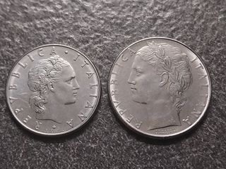 50 Lire Vulcano e 100 Lire Minerva 1981 Italia