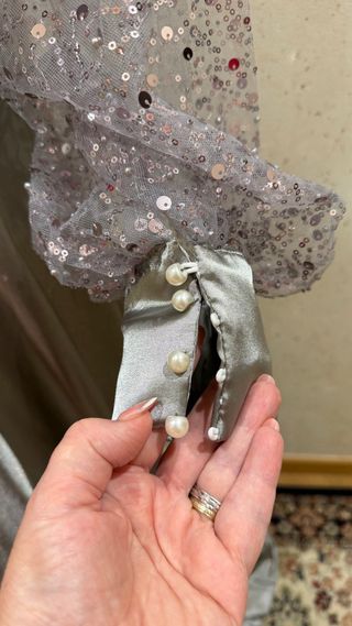 Vestido de gala plateado