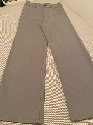 Pantalón ancho mujer gris