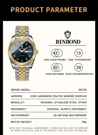 Reloj BINBOND Hombre Oro y Plata
