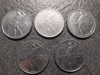 50 Lire Vulcano dal 1970 al 1974 Italia