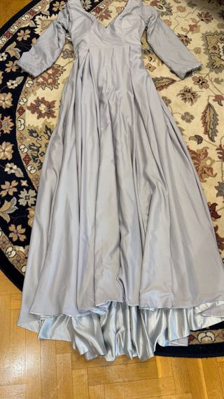 Vestido de gala plateado lentejuelas