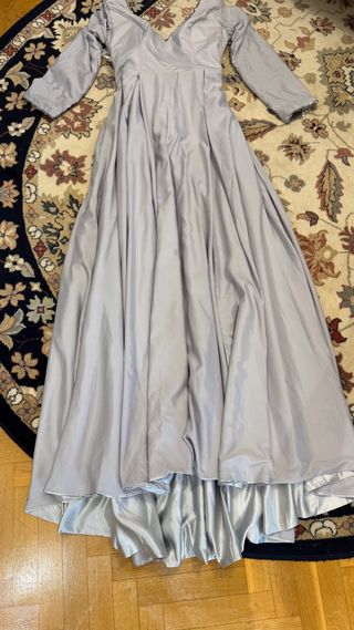 Vestido de gala plateado lentejuelas