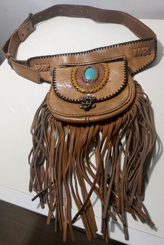 Bolso bandolera boho chic hippie de piel años 80