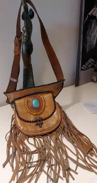 Bolso bandolera boho chic hippie de piel años 80
