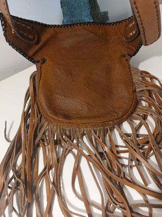 Bolso bandolera boho chic hippie de piel años 80