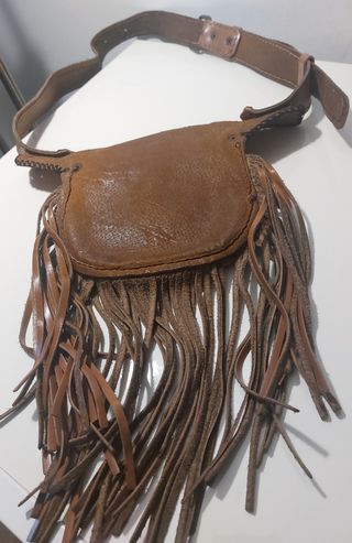 Bolso bandolera boho chic hippie de piel años 80