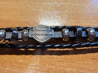 Pulsera Harley Davidson Cuero Negra