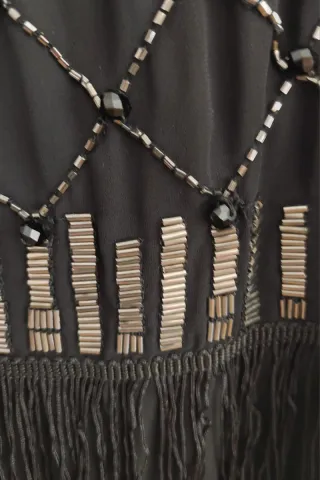 Vestido Negro Fiesta Lentejuelas y Flecos