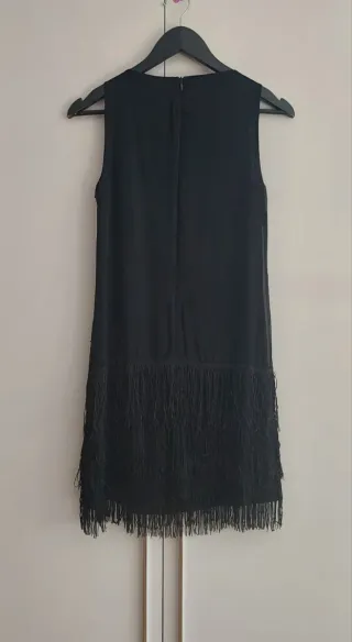 Vestido Negro Fiesta Lentejuelas y Flecos