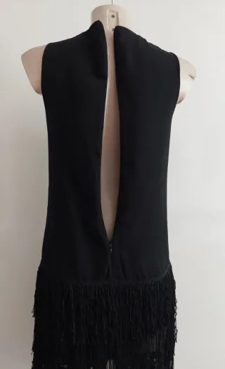 Vestido Negro Fiesta Lentejuelas y Flecos