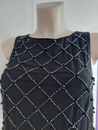 Vestido Negro Fiesta Lentejuelas y Flecos