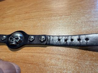 Pulsera Cuero Ajustable Skull