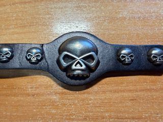 Pulsera Cuero Ajustable Skull