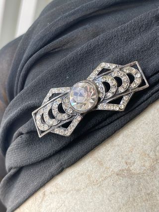 Spilla Vintage Anni '80 Argento e Cristalli