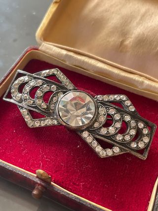 Spilla Vintage Anni '80 Argento e Cristalli