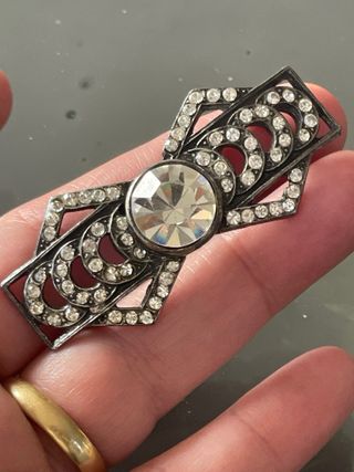 Spilla Vintage Anni '80 Argento e Cristalli