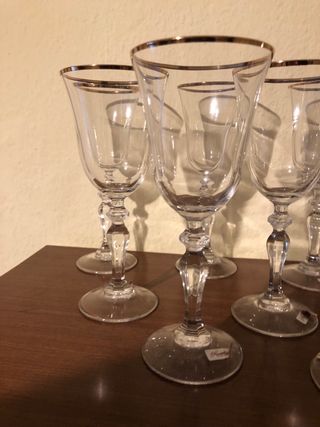 12 Calici con Brocca Oro Trasparente Vetro