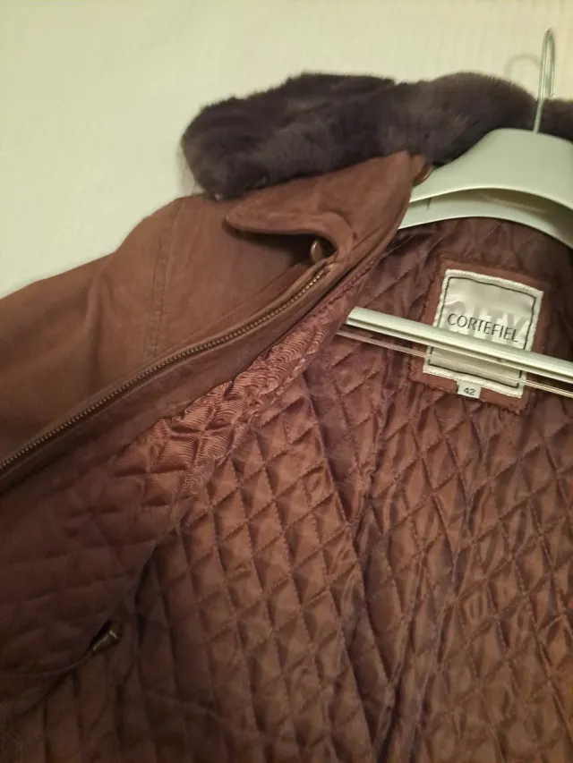 Chaqueta Piel Marrón Chocolate Tres Cuartos