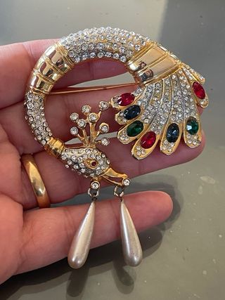 Spilla vintage pavone anni '90