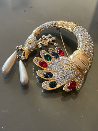 Spilla vintage pavone anni '90