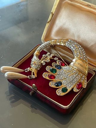 Spilla vintage pavone anni '90