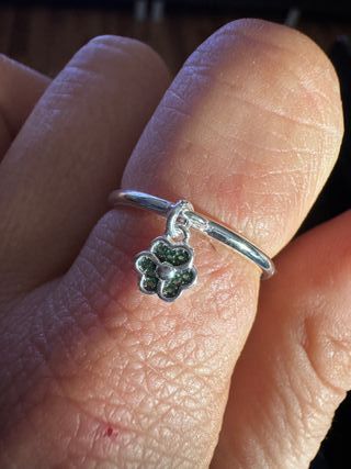 Anillo Plata S925 Flor Verde