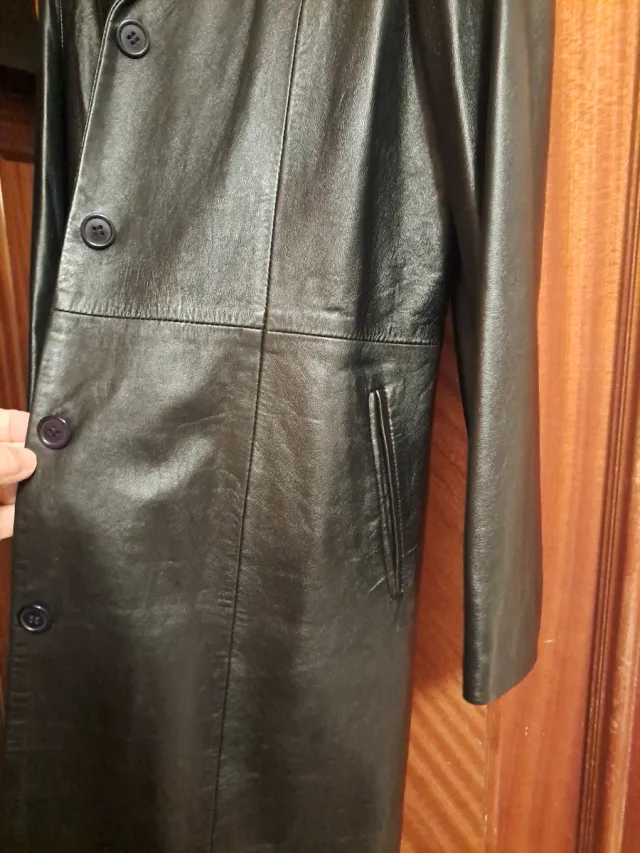 Abrigo de piel Napa y cordero negro