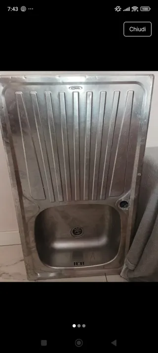 Lavandino cucina in metallo usato ma in buono stat