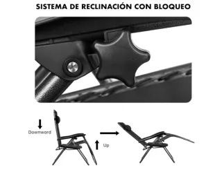 Set 2 Tumbonas Reclinables Negras