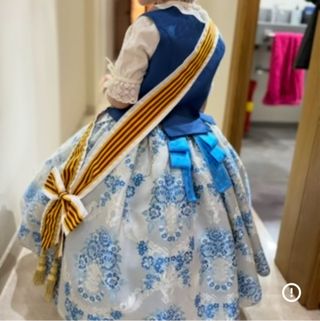 Traje de fallera niña azul y blanco hasta 4 años