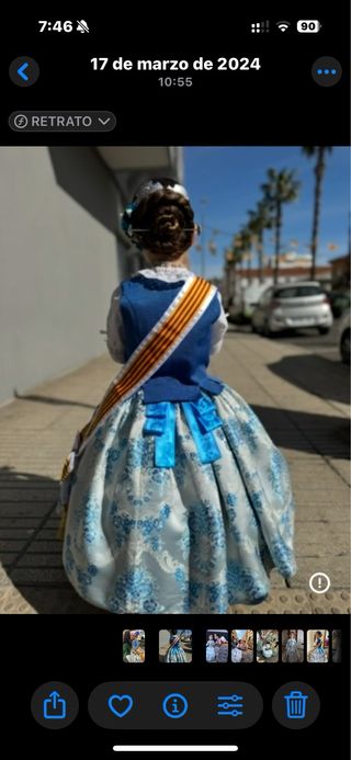 Traje de fallera niña azul y blanco hasta 4 años