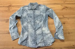 Camicia a pois blu e bianca