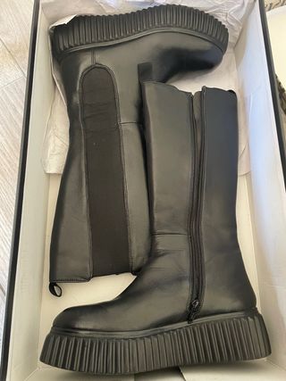 Stivali alti donna vera pelle neri