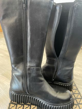 Stivali alti donna vera pelle neri